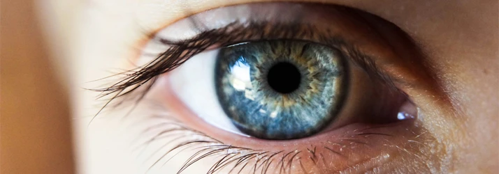 Close-up of a blue eye with detailed iris