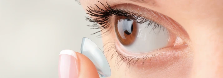 Close-up of an eye with a contact lens