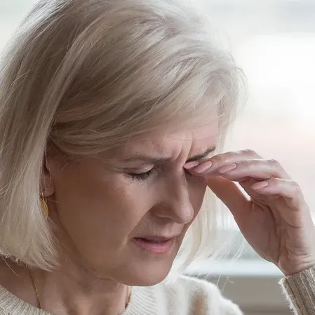 Woman With Dry Eyes Rubbing Her Eyes